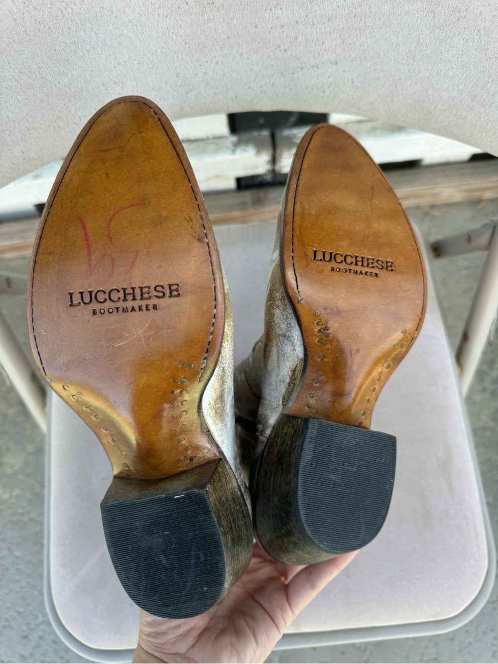 Lucchese leather cowgirl boots distressed size 8 - Picture 8 of 11